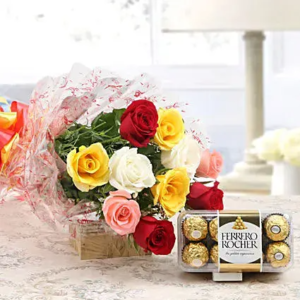 Mixed Roses And Ferrero Rocher Combo