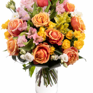 Mixed flowers bouquet in vivid colours