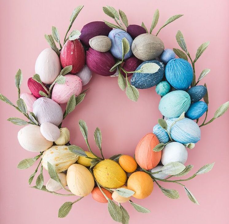 Easter Rainbow Egg Wreath