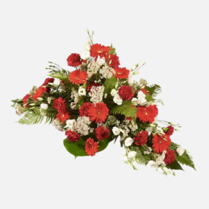 Seasonal Red Funeral Coffin Display