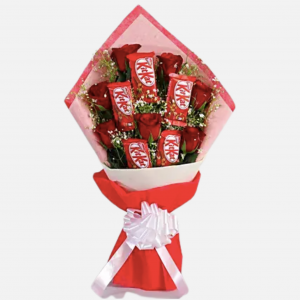 Red Roses Bunch With Nestle Kitkat Chocolates
