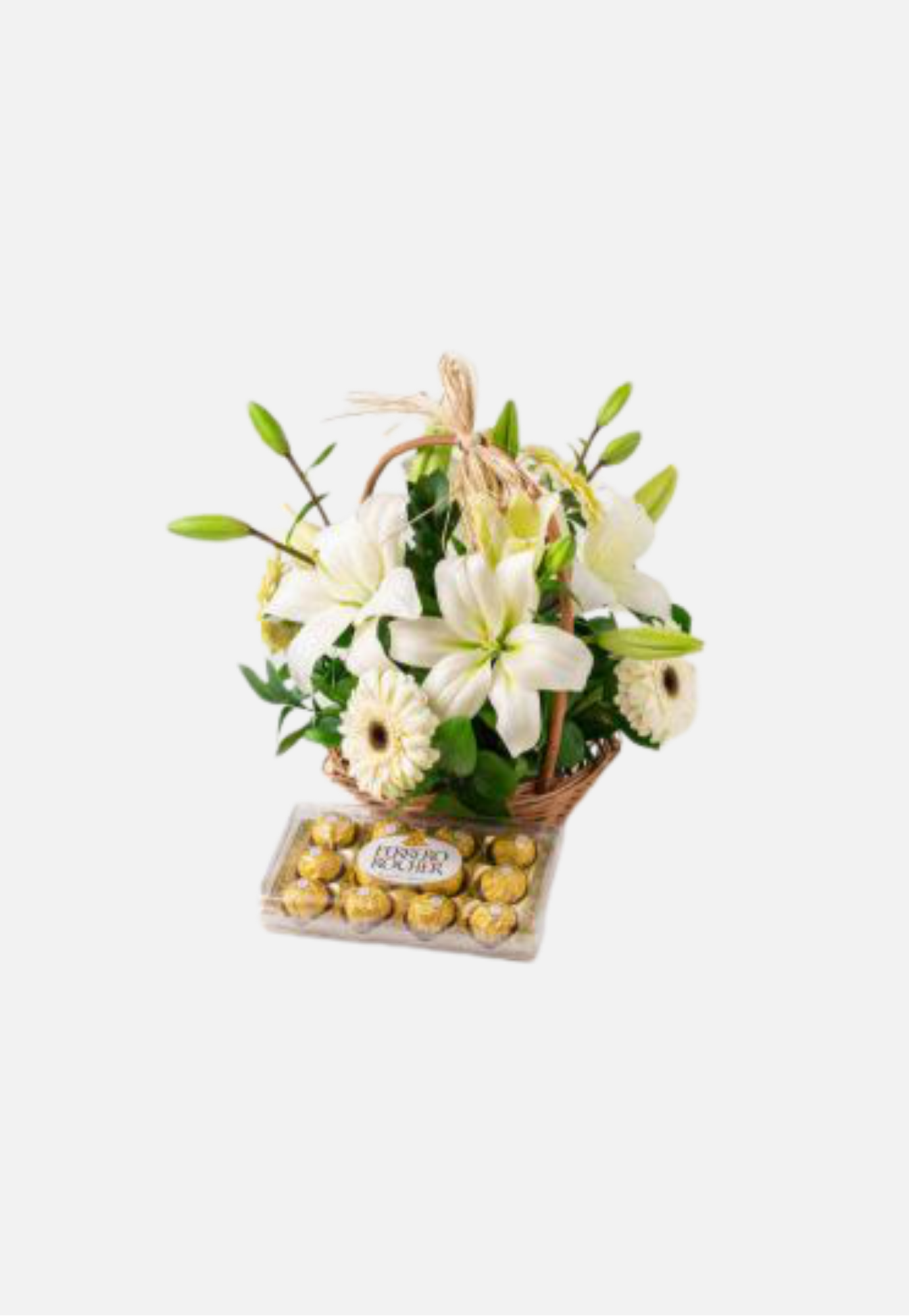 Lilies, White Gerberas and Chocolate