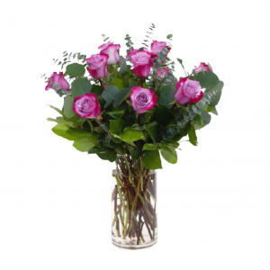 Purple Roses & Greenery